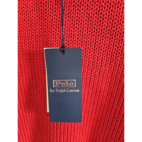 NWT Polo Ralph Lauren Cotton Preppy  Shaker Stitch Red Crewneck Sweater Size S - Picture 3 of 4